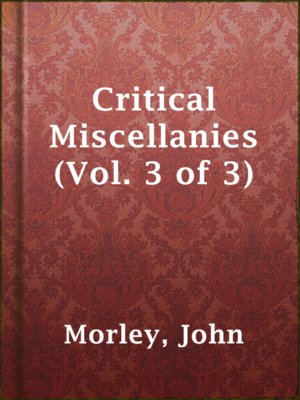 cover image of Critical Miscellanies (Vol. 3 of 3)